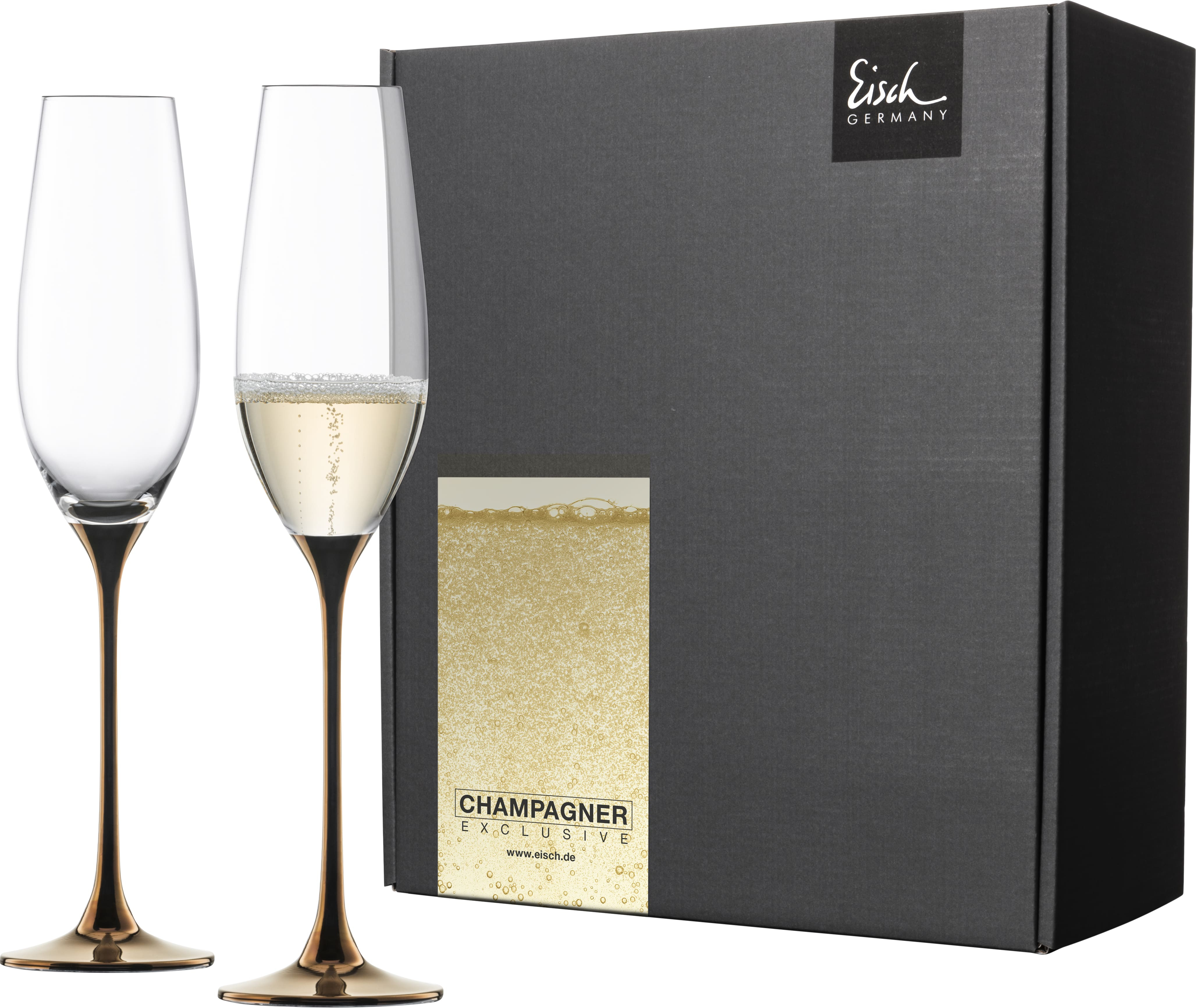 Sektglas 180 ml kupfer Glasshop Geschenk Exklusiv- 2 Stück | Eisch Champagner