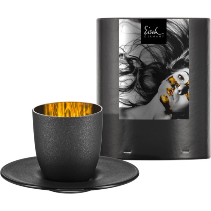 Espressoglas mit Untersetzer Cosmo Eisch | Geschenk gold Glasshop