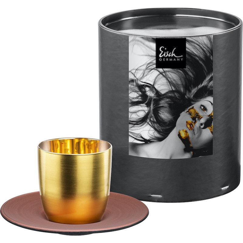 EISCH Espressoglas mit Untersetzer gold/kupfer Cosmo 100 ml