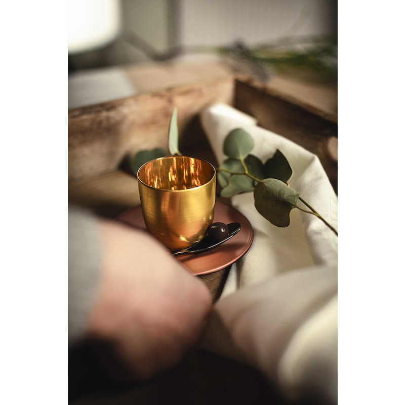 gold/kupfer Espressoglas Cosmo 100 ml mit Untersetzer EISCH