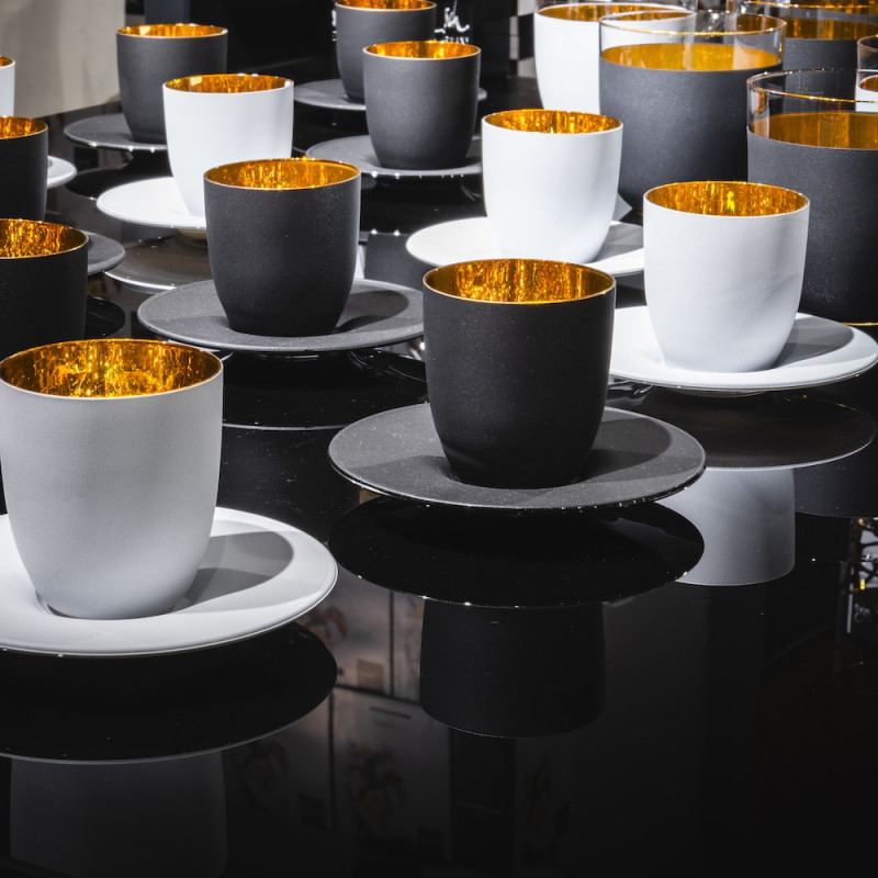 Espressoglas mit Untersetzer Glasshop | gold Eisch Cosmo Geschenk