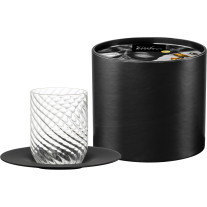 Cappuccinoglas mit Untertasse TWIST schwarz in Geschenkröhre